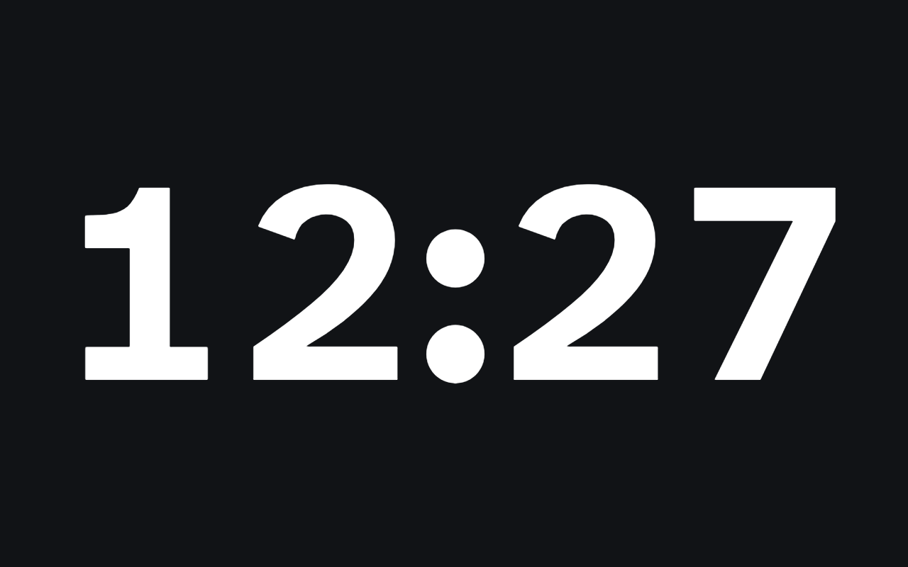 The floating timer showing 12:27 in large white digits on a dark background.